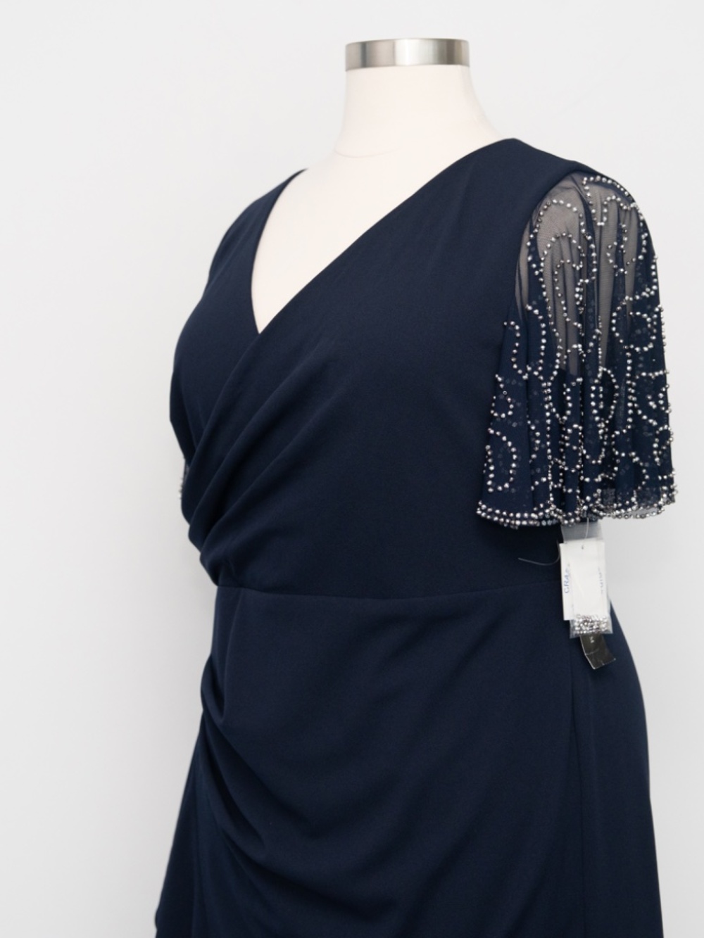 Betsy & Adam - Beaded Sleeve Draped Dress - Picture 10 of 14